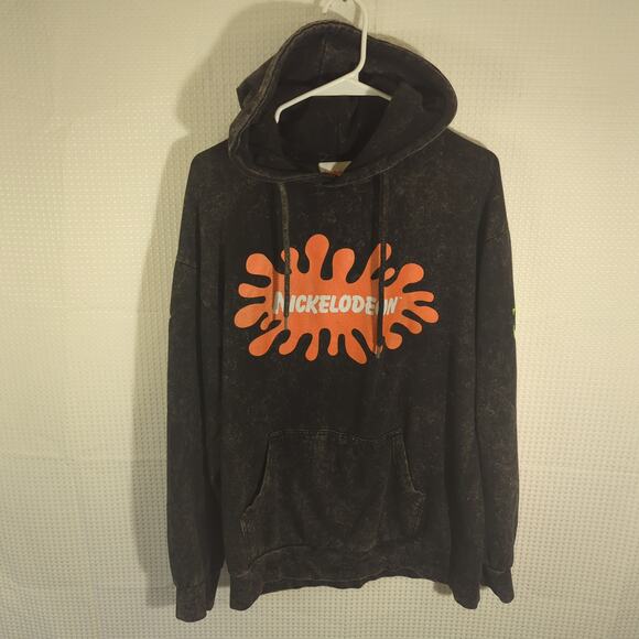 Nickelodeon Hoodie L Black 90s Cartoons Rugrats Arnold CatDog Graphic Pullover - Picture 1 of 4